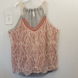 Southern Chic Lace Layered Ruched Tank Top